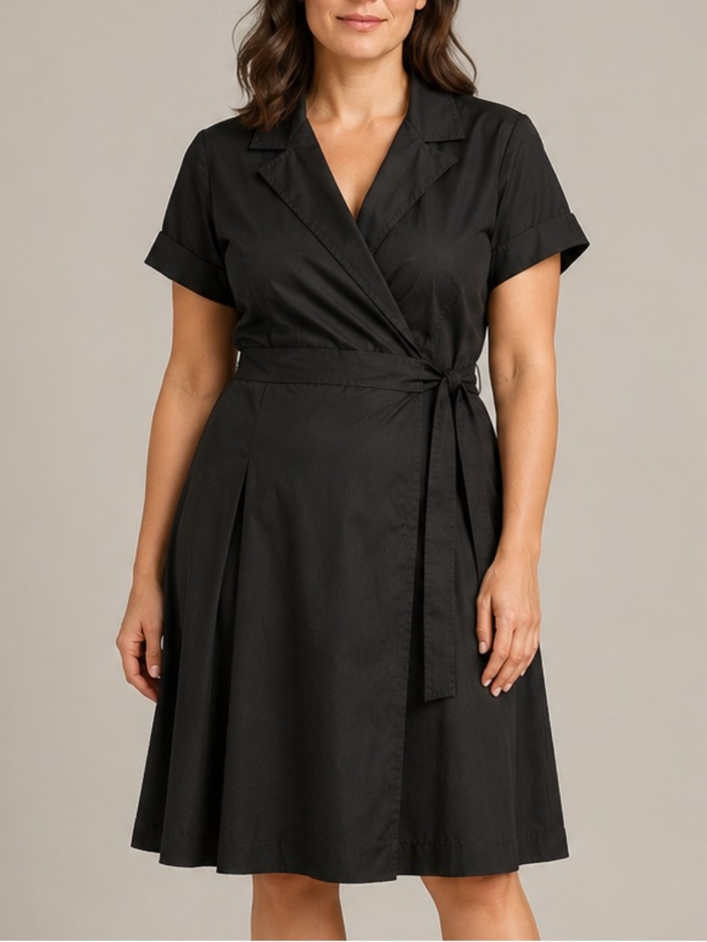 Femme Black Wrap Fit & Flare Dress Size 42/Size 10 US/Medium Made in Canada